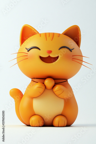 3D render of a cute Japanese lucky cat on white background ai generated