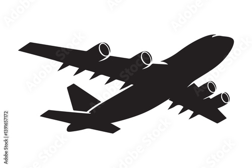 Commercial Aircraft Silhouette Vector Illustration for Travel Projects