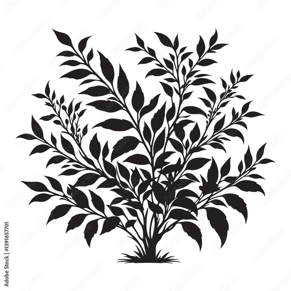 Naklejka premium Bush Silhouette Vector Illustration for Garden and Nature Designs