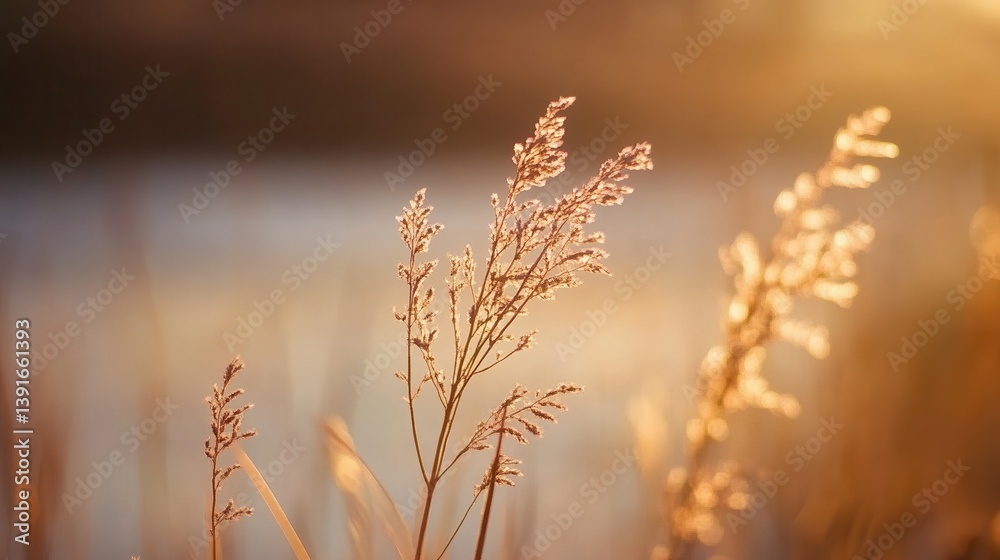 Obraz premium Golden grasses at sunset
