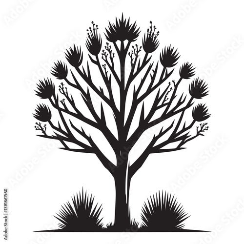 Quiver Tree Silhouette Vector Illustration Unique Desert Plant Image