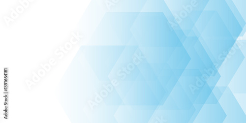 Abstract medical blue hexagon background design. Blue gradient abstract background with shapes elements. Decorative web layout or poster, banner. 
