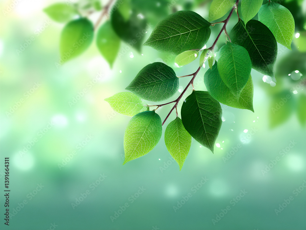 Obraz premium translucent green leaves,