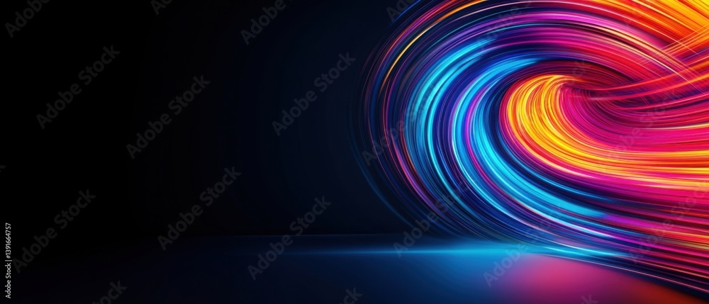 Obraz premium Abstract background with vibrant colorful light trails, dynamic energy flow, and modern technology concept