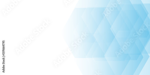 Abstract medical blue hexagon background design. Blue gradient abstract background with shapes elements. Decorative web layout or poster, banner. 