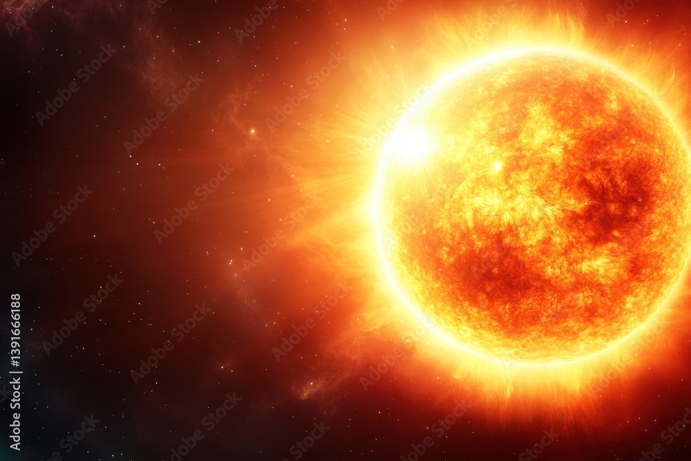 Fiery sun in the cosmos