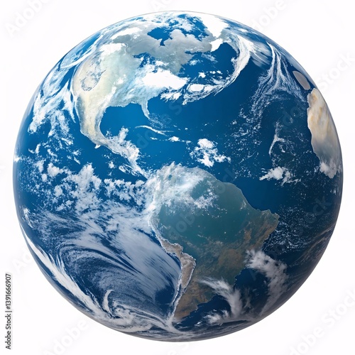 Fototapeta Naklejka Na Ścianę i Meble -  Earth with Western Hemisphere and clouds over blue oceans