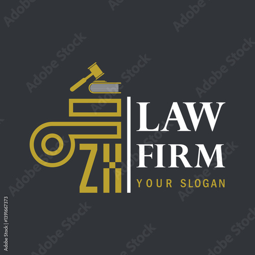 modern law firm justice logo design vector graphic template.	