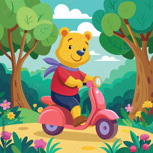 bear in the woods with flowers