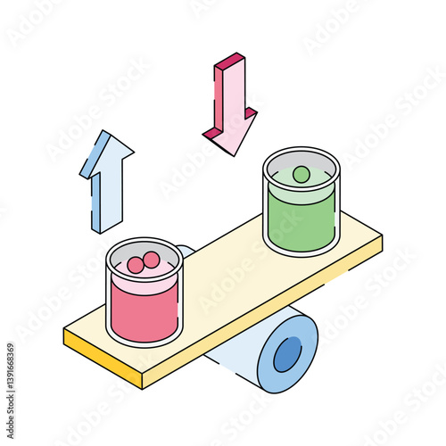 Balance experiment icon creatively designed in isometric style