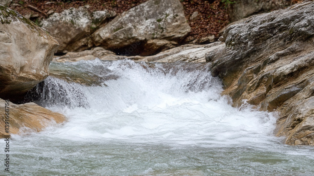 Obraz premium Mountain stream cascading over rocks