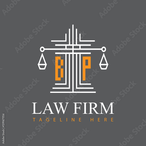 modern law firm justice logo design vector graphic template.	