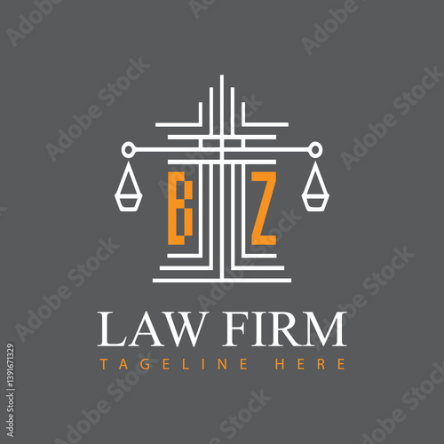 modern law firm justice logo design vector graphic template.	