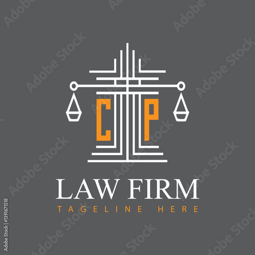 modern law firm justice logo design vector graphic template.	
