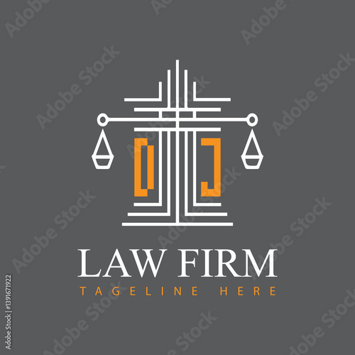 modern law firm justice logo design vector graphic template.	