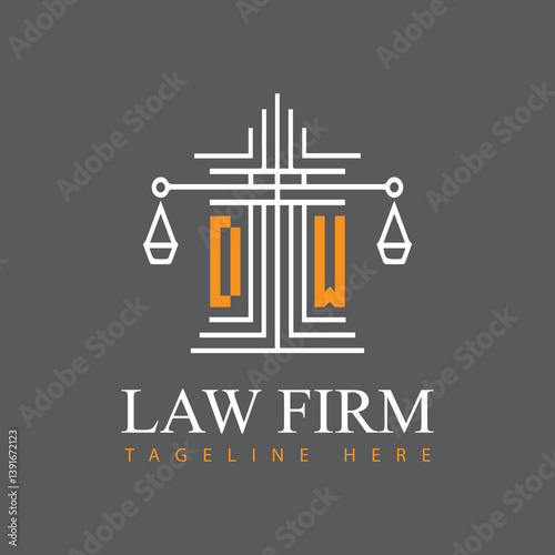 modern law firm justice logo design vector graphic template.	