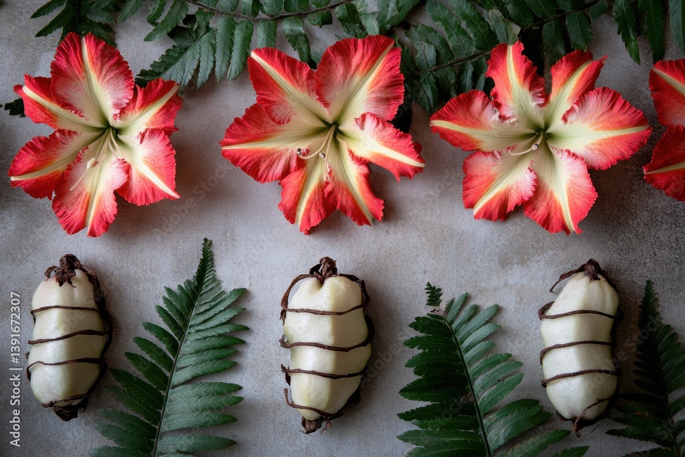 Floral arrangement with wrapped fruit