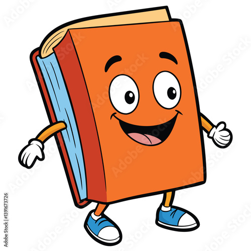 Happy Book Character Illustration. A Delightful Design for Book Lovers