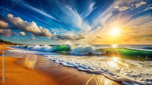 Tropical Beach Wave at Sunrise