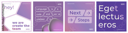 Modern Social Media Illustration Set – Digital, Beauty Industry, Pink, Purple, White, Green, Blue
