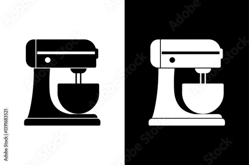 Silhouette Stand Mixer Icon Clean Vector in B&W