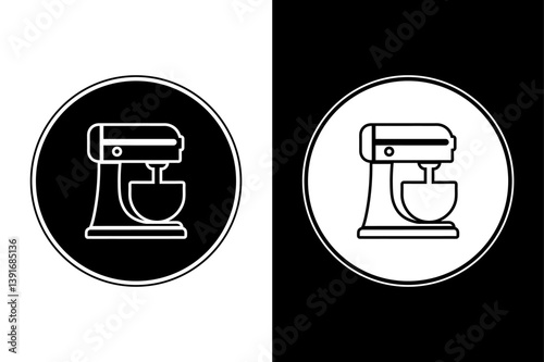 Stand Mixer Outline Vector – Icon in Black and White