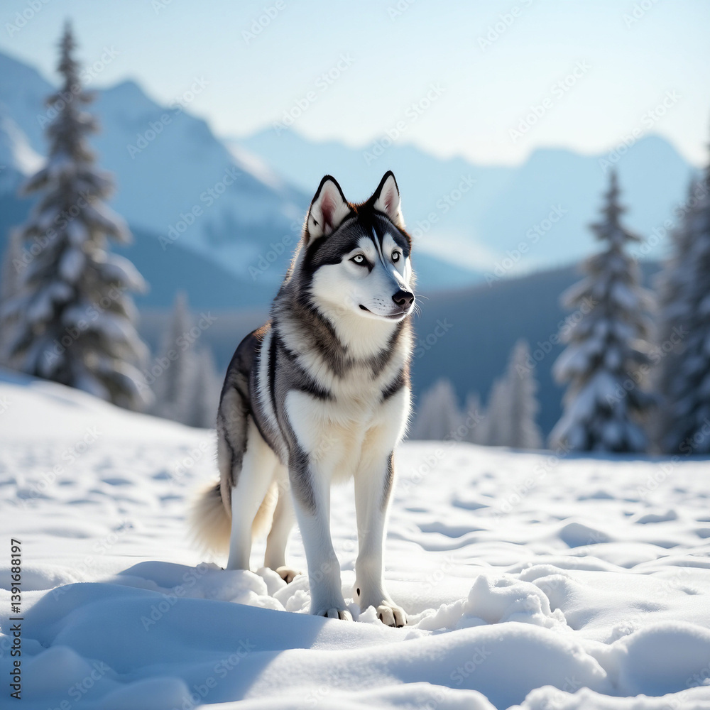 Naklejka premium Husky Embracing the Call of the Wild