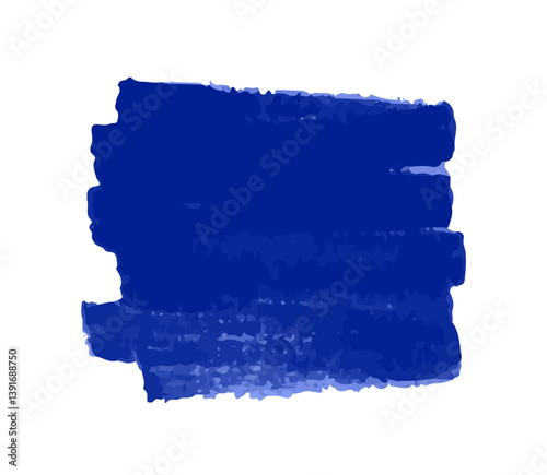 Paint stroke, smear. Hand painted brush texture from brushstroke touch, dab. Square background with rough edges. Abstract artistic backdrop, design element. Drawn vector illustration isolated on white