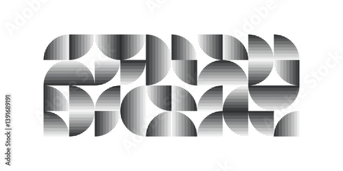 Modern artistic semicircle design elements . Many lines form half circles in art style . Wall art , home poster design . Vector abstract shape. Modern art . Contemporary composition .
