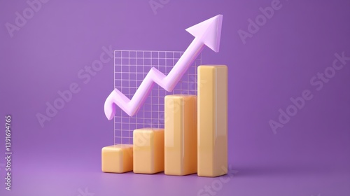 Rising Bar Chart with Arrow Illustrating Growth and Success on Purple Free Download Rising Bar Chart with Arrow Illustrating Growth and Success on Purple - GFXLoad