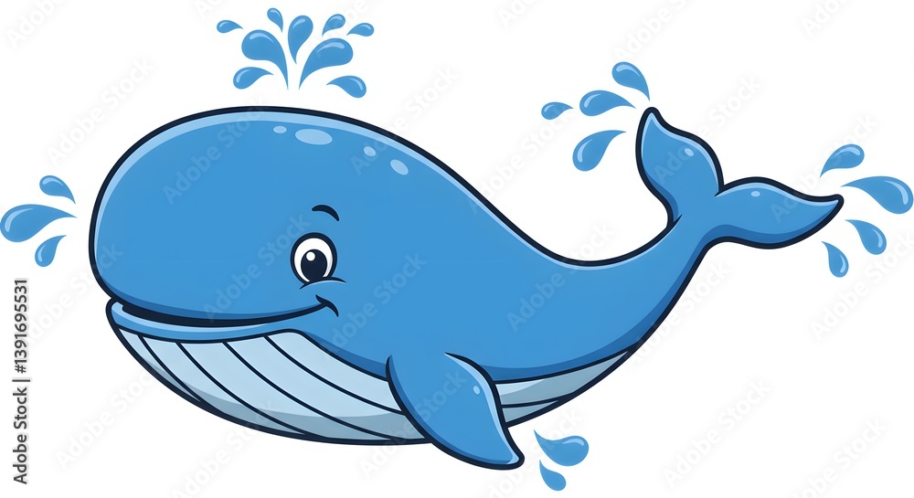 Adorable Cartoon Whale Spouting Water: A Delightful Illustration Adorable Cartoon Whale Spouting Water: A Delightful Illustration