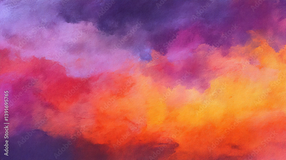 Fototapeta premium Vibrant abstract watercolor background with hues of orange, purple, and pink, evoking emotion