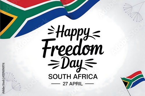 Celebrating South Africa's Freedom Day with vibrant flag imagery and a soft, elegant design.
