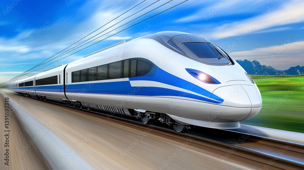 Fototapeta premium High Speed Train on Scenic Landscape