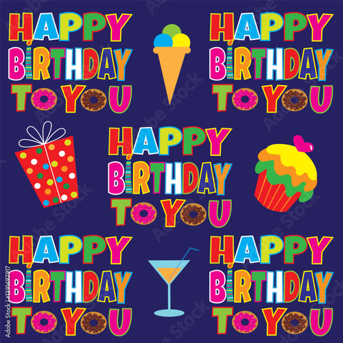 vector illustration of a happy birthday card