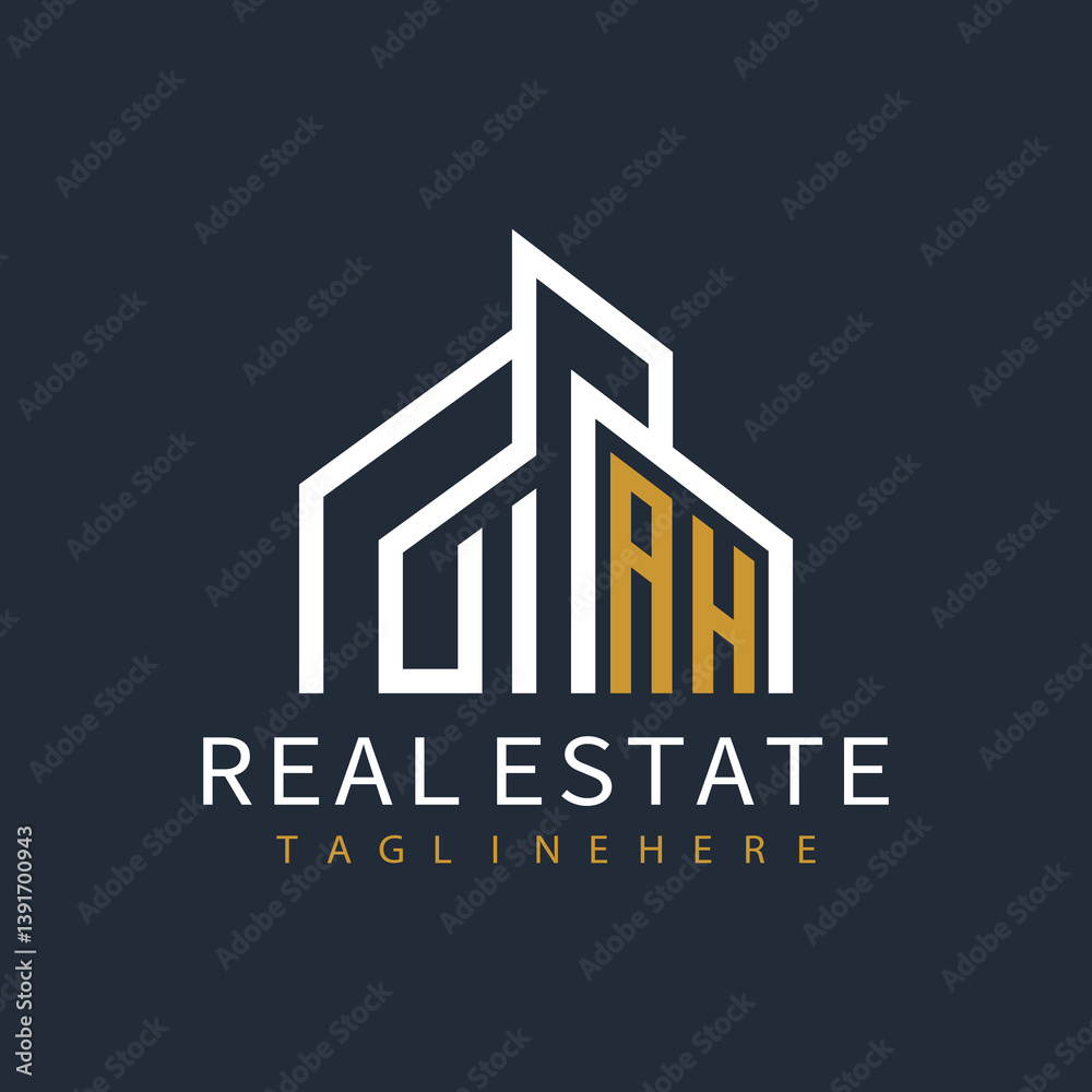Fototapeta premium initial monogram logo for real estate with building shape creative design 