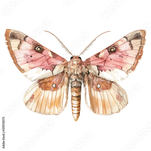 Moth, watercolor illustration, isolated on a white background.

