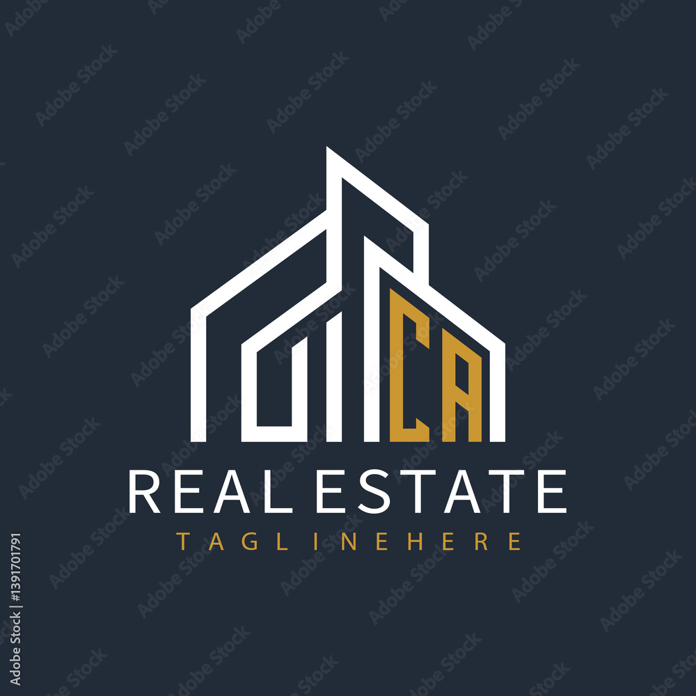 Fototapeta premium initial monogram logo for real estate with building shape creative design 