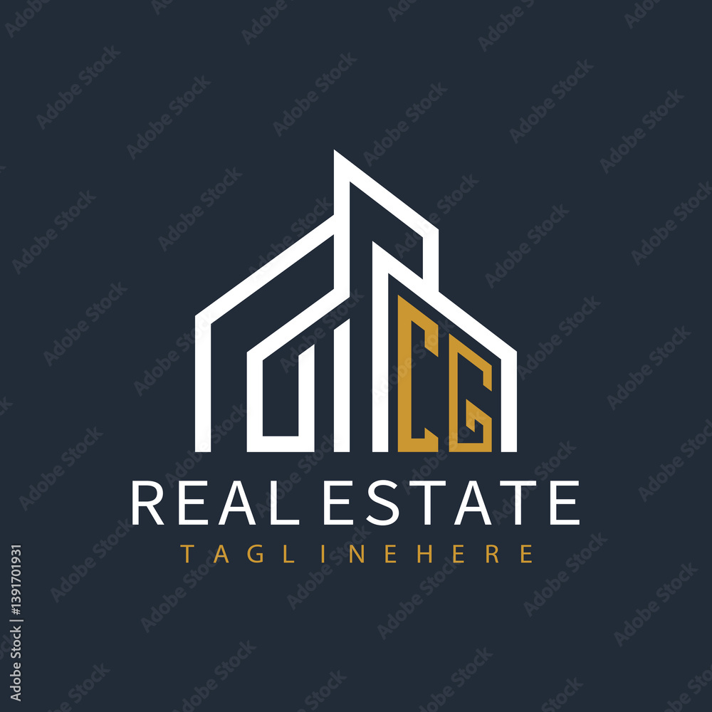 Fototapeta premium initial monogram logo for real estate with building shape creative design 