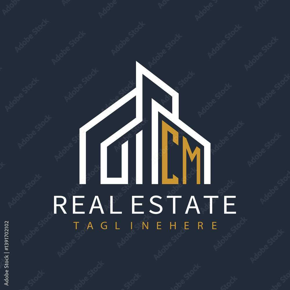 Fototapeta premium initial monogram logo for real estate with building shape creative design 