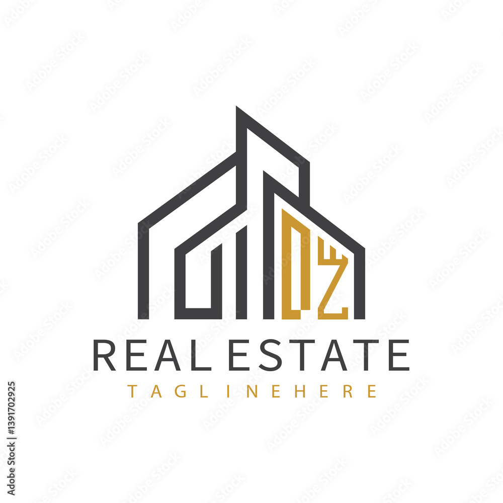 Fototapeta premium initial monogram logo for real estate with building shape creative design 