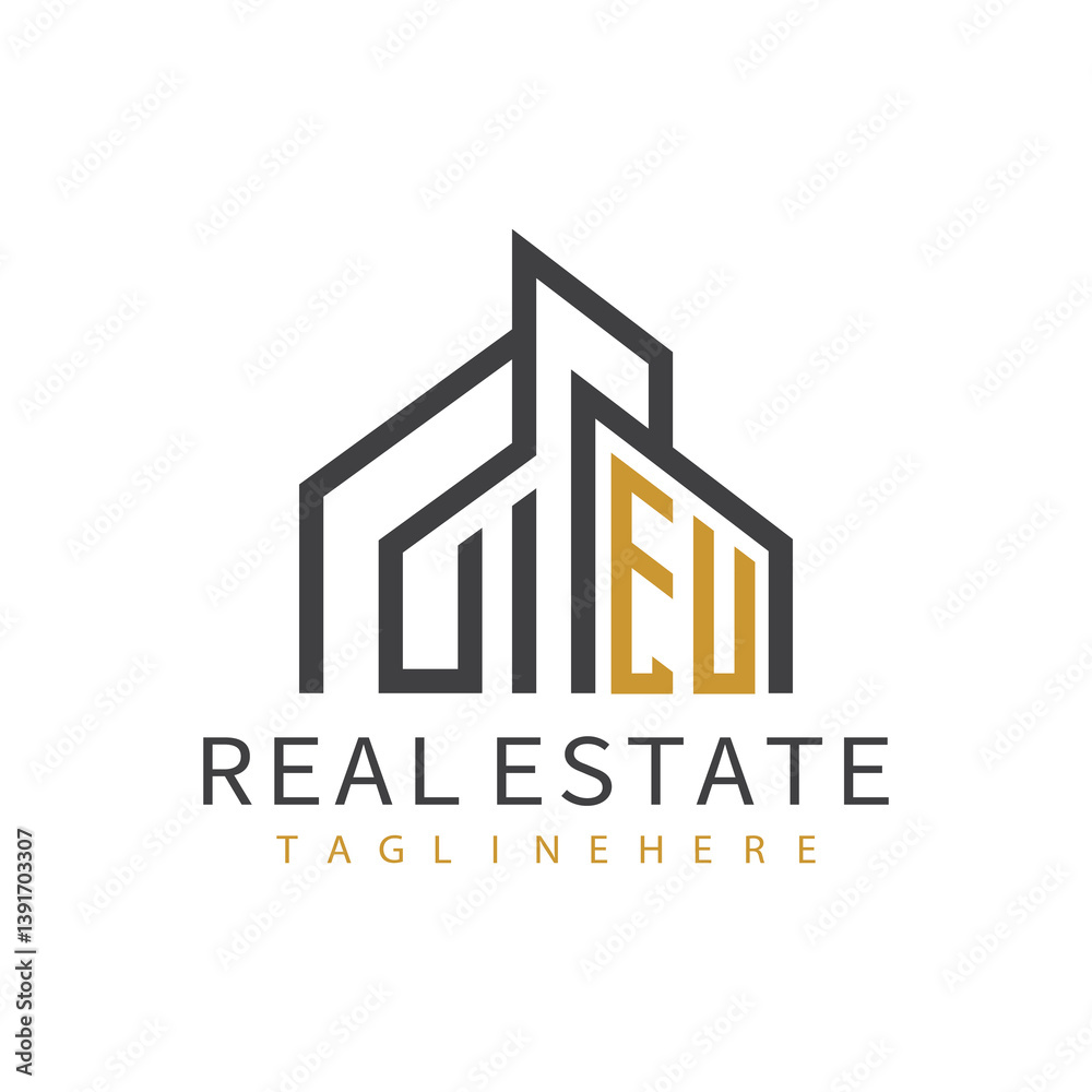 Fototapeta premium initial monogram logo for real estate with building shape creative design 