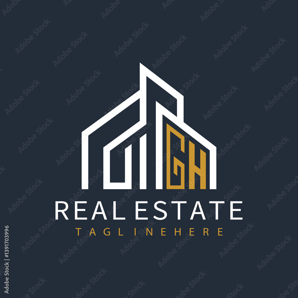 Fototapeta premium initial monogram logo for real estate with building shape creative design 