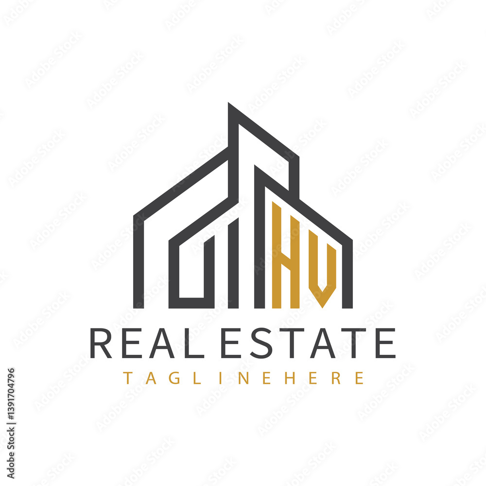 Fototapeta premium initial monogram logo for real estate with building shape creative design 