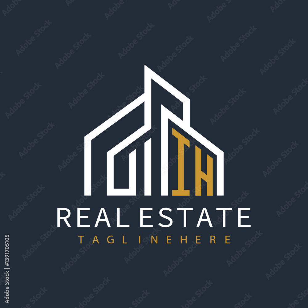 Fototapeta premium initial monogram logo for real estate with building shape creative design 