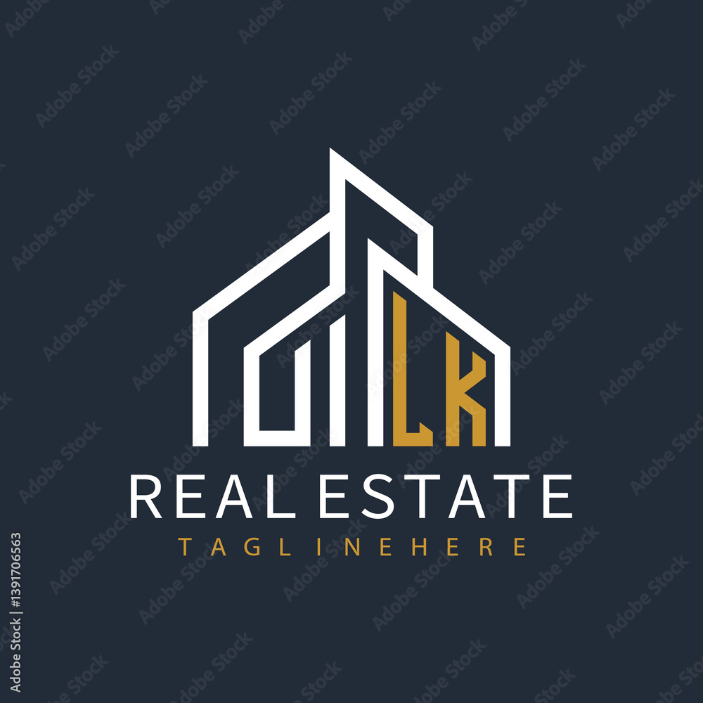 Fototapeta premium initial monogram logo for real estate with building shape creative design 