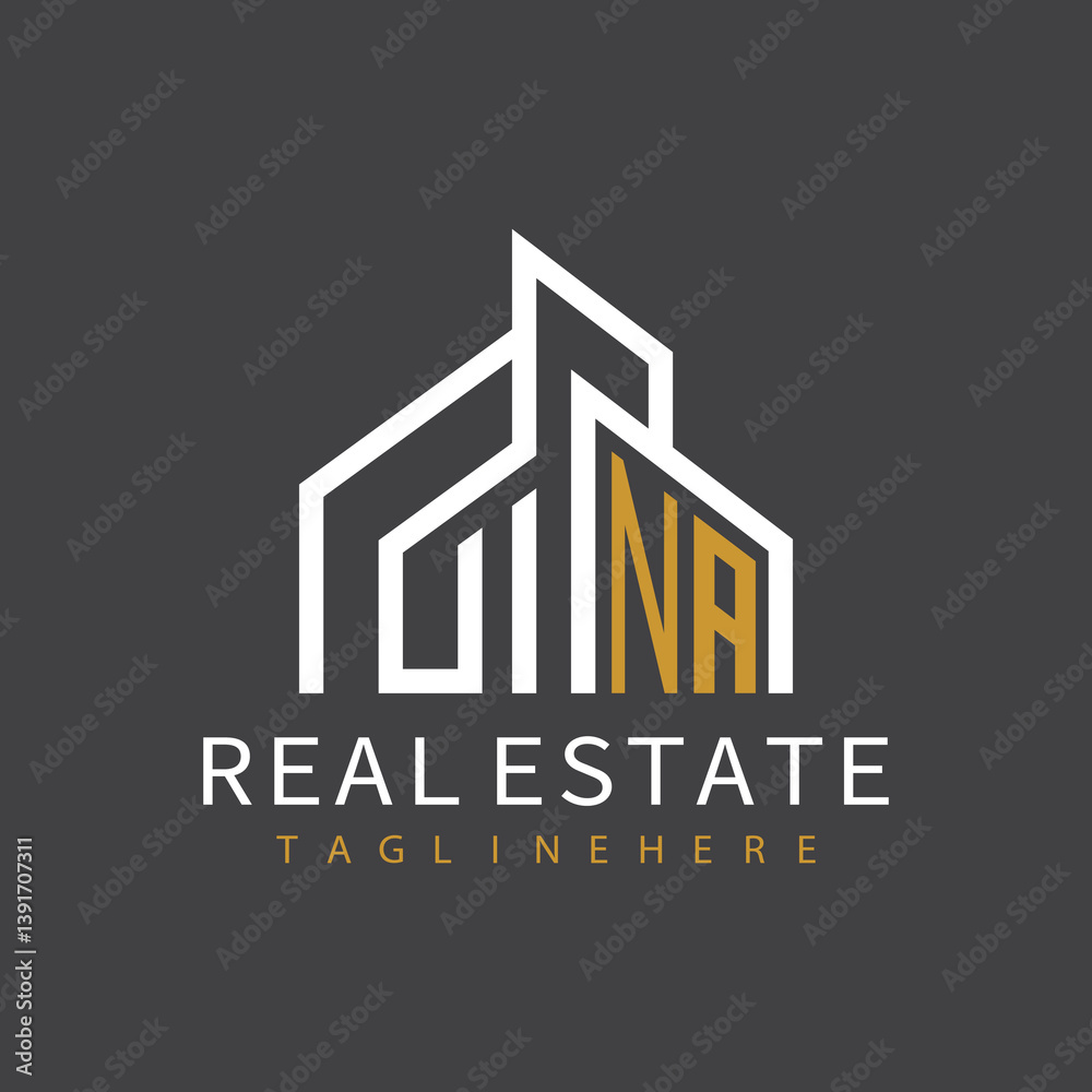 Fototapeta premium initial monogram logo for real estate with building shape creative design 