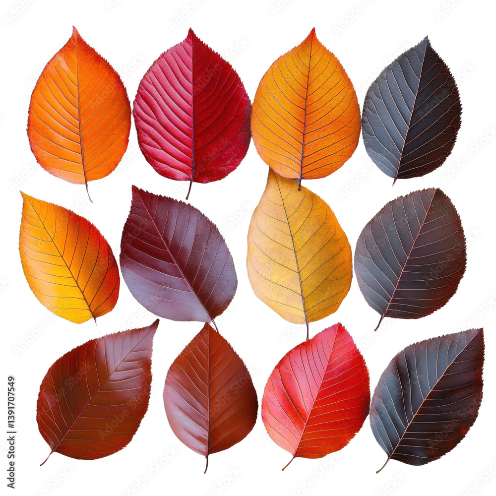Obraz premium colorful autumn leaves isolated on white background