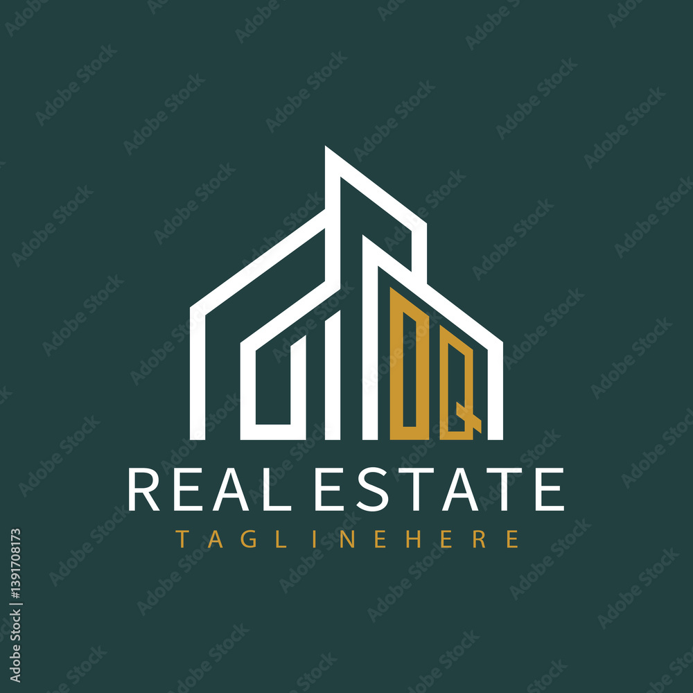 Fototapeta premium initial monogram logo for real estate with building shape creative design 