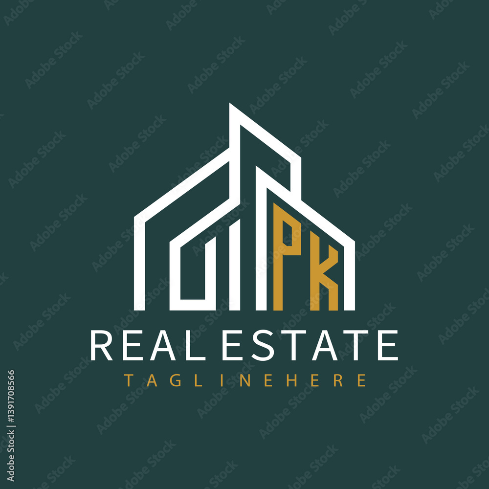 Fototapeta premium initial monogram logo for real estate with building shape creative design 